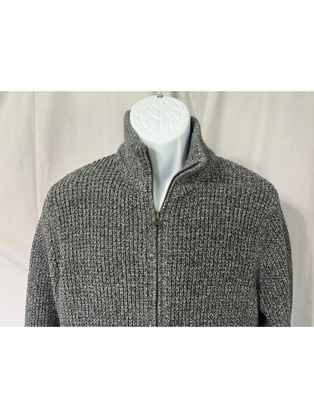 L.L. Bean Men's Gray Fleck Full Zip Cardigan Sweater MT Medium Tall
